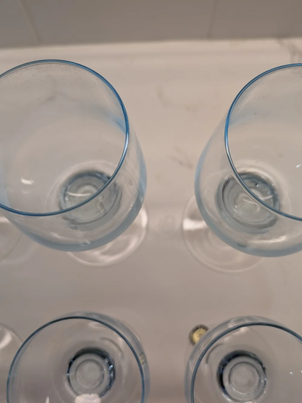 Mid-Century Modern Light Blue Sasaki Glass Wine Glasses & Cocktail Coupes - Set